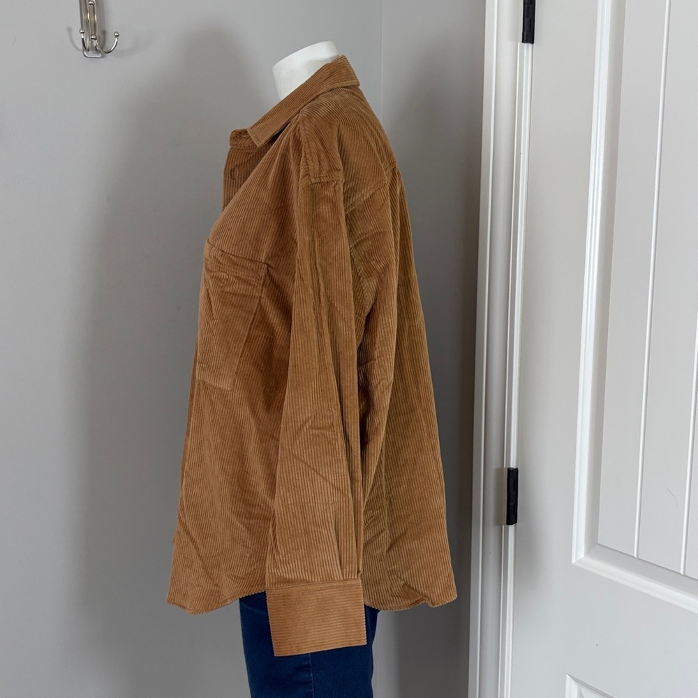 AYR The Deep End Corduroy Button Up Shirt Chipwich Tan Womens Camel Sz XL - Picture 6 of 14